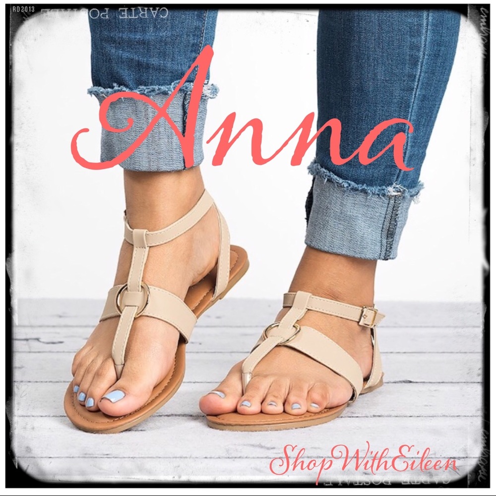 Anna Beige Ankle Strap Split Toe Sandals sandal MWB